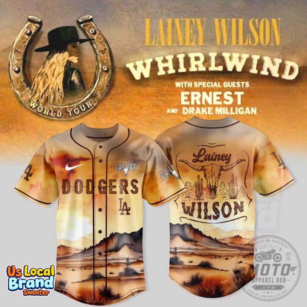 Lainey Wilson Whirlwind Tour Los Angeles Dodgers Baseball Jersey 16 Lainey Wilson Whirlwind Tour Los Angeles Dodgers Baseball Jersey
