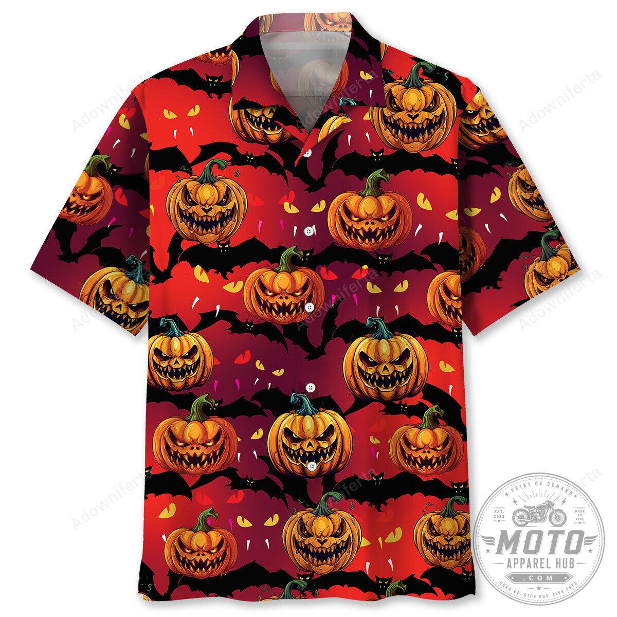 Pumpkin Shirt Halloween Bats Scary Jack O Lanterns Hawaiian Shirt
