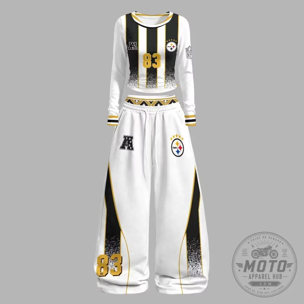Pittsburgh Steelers NFL Football Team Number 83 White and Black Long-Sleeve Top and Pants Set