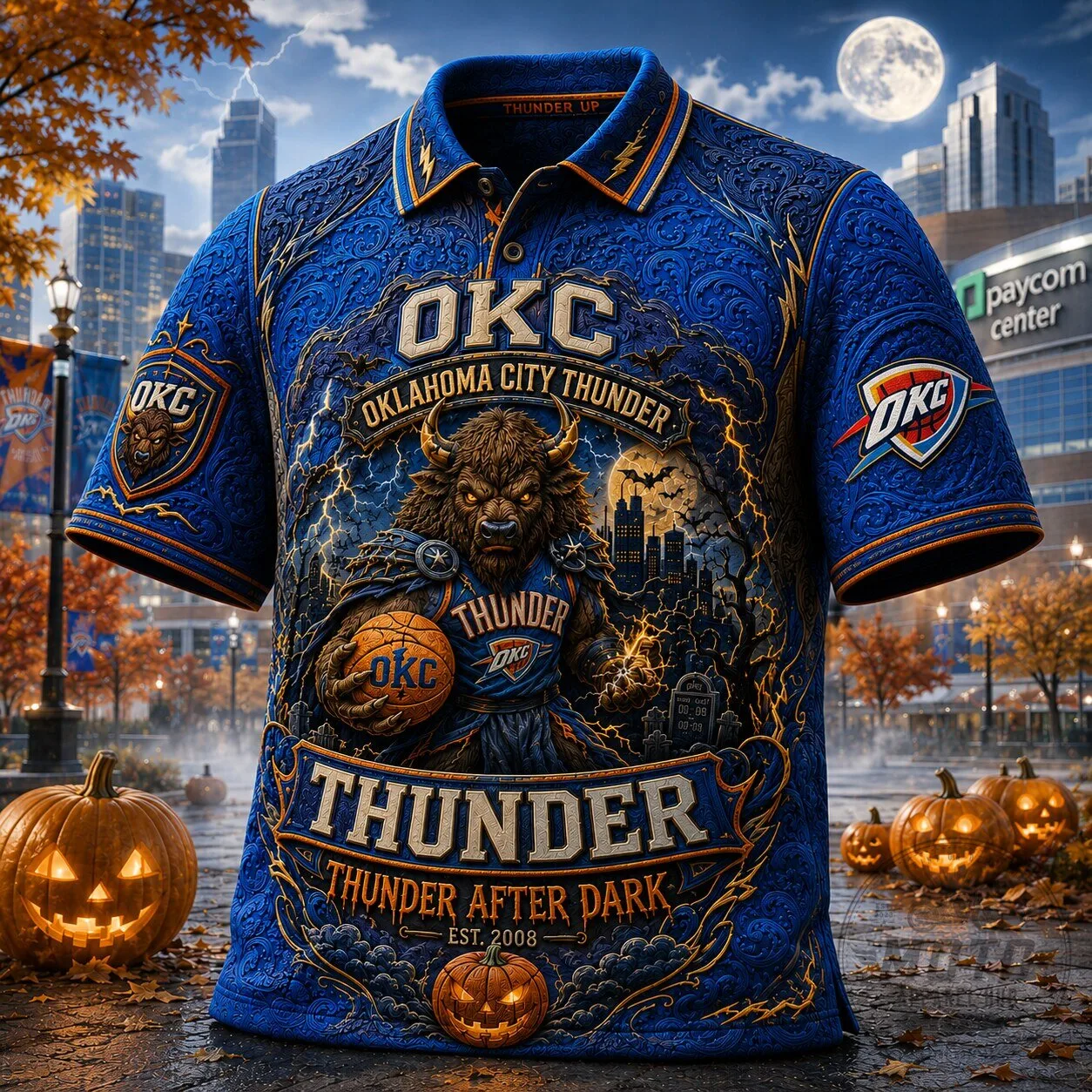 Oklahoma City Thunder Halloween Thunder After Dark Polo Shirt