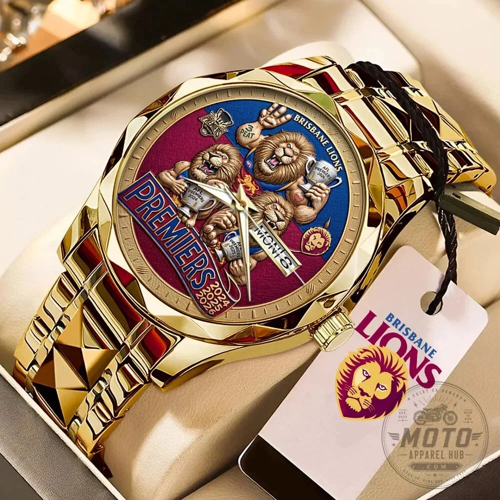 Brisbane Lions Threepeat Premiers Gold Luxury Quartz Watch