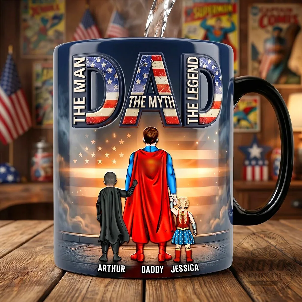 Superman The Man The Myth The Legend Personalized Dad And Kids Coffee Mug