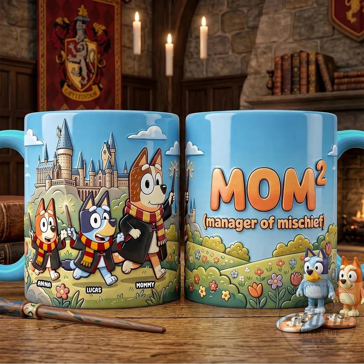 Bluey Family Harry Potter Hogwarts Castle Personalized Mom Coffee Mug