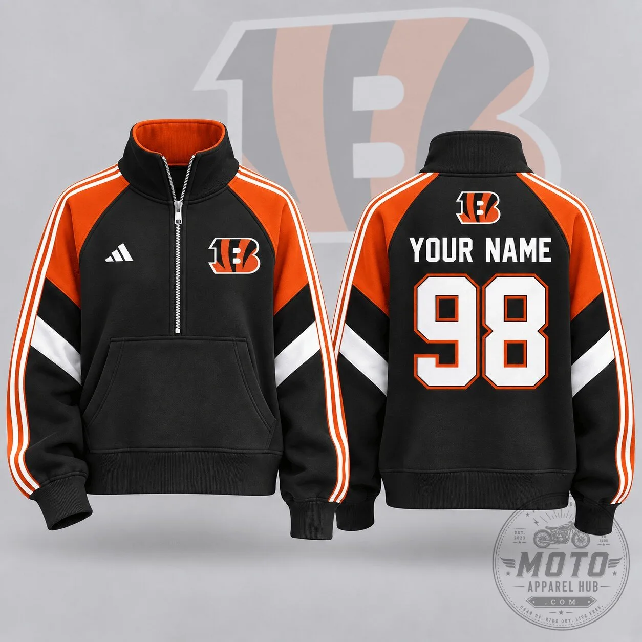 Cincinnati Bengals NFL Team Crest Half Zip Pullover Sweatshirt