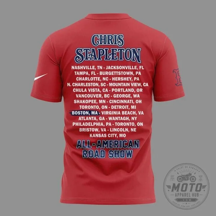 Boston Red Sox T-Shirt Featuring Chris Stapleton's All-American Road Show 2026 9 Boston Red Sox T-Shirt Featuring Chris Stapleton