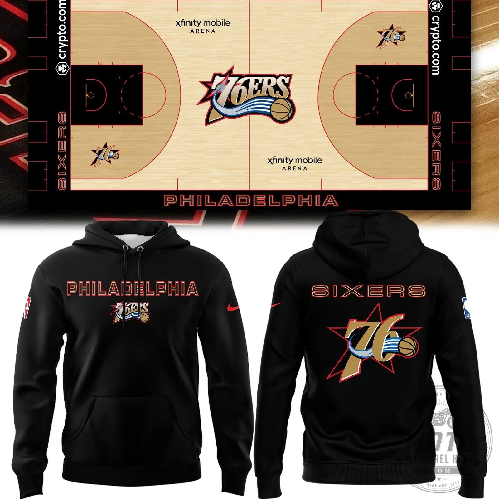 Philadelphia 76ers Basketball Team Logo Black Fan Hoodie