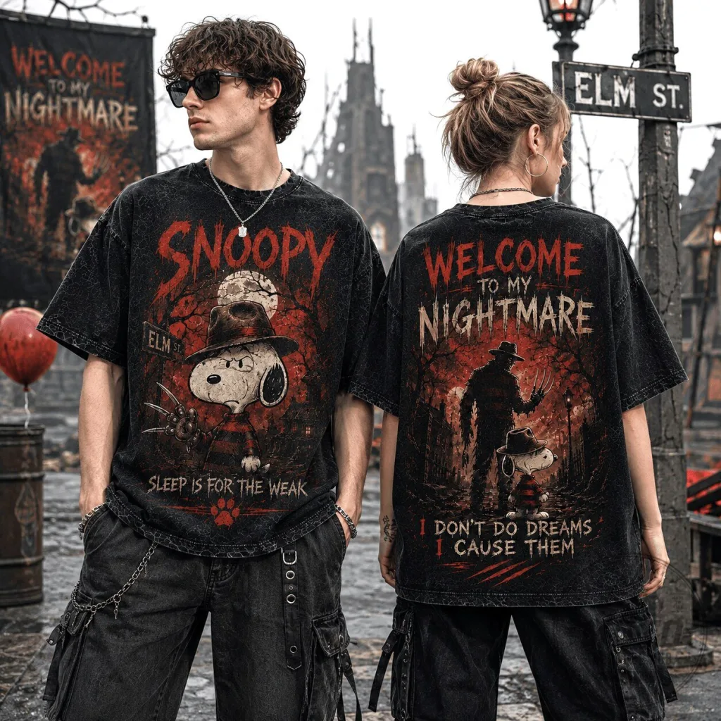Freddy Krueger Snoopy Welcome To My Nightmare Horror Movie T-Shirt Freddy Krueger Snoopy Welcome To My Nightmare Horror Movie T-Shirt