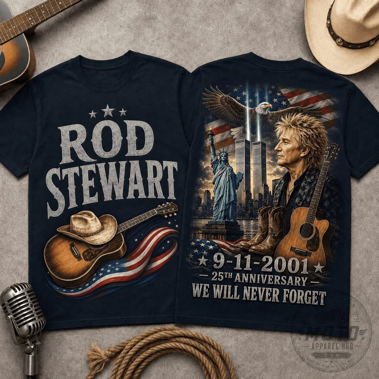 Rod Stewart 9/11 Memorial 25th Anniversary We Will Never Forget T-Shirt