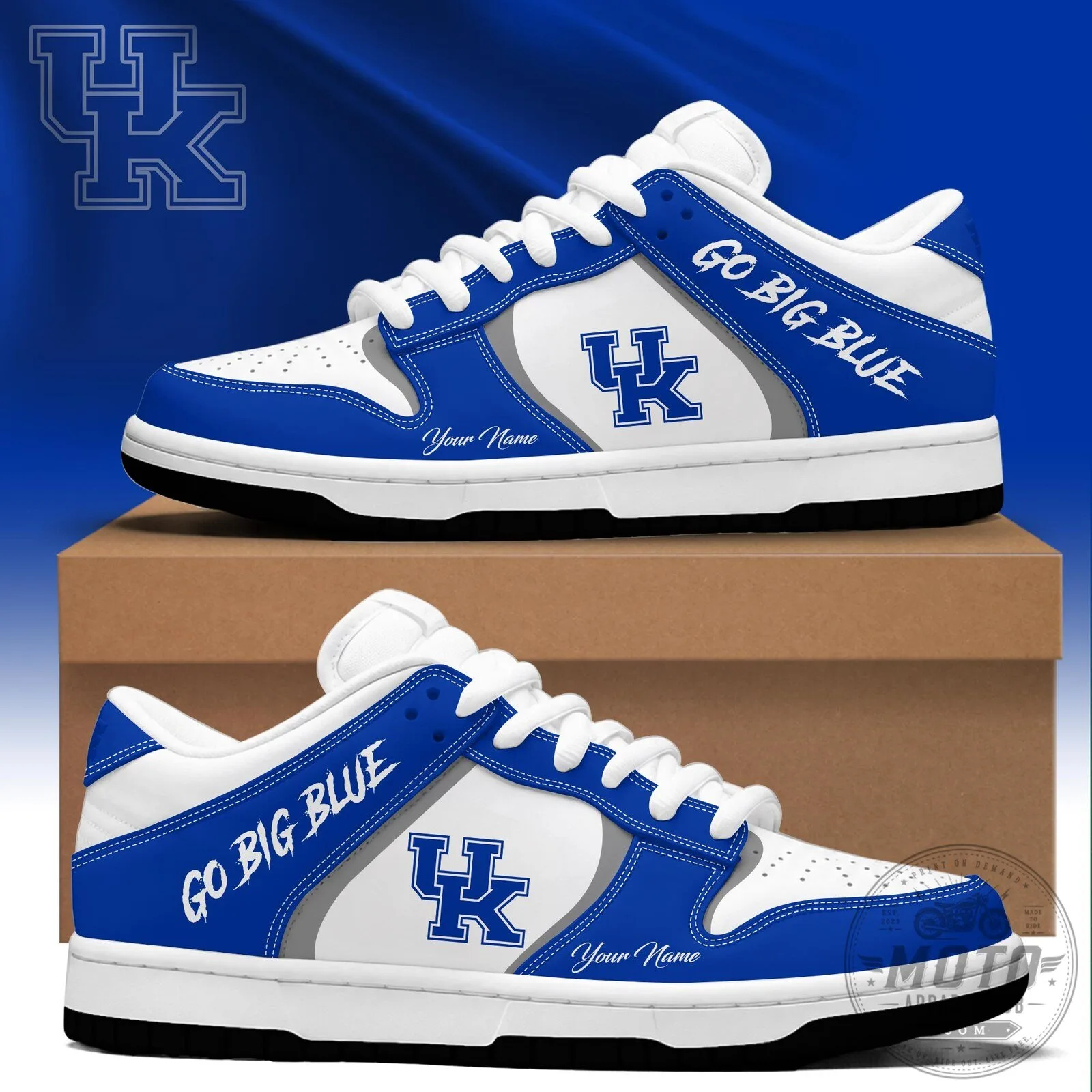 Kentucky Wildcats Go Big Blue Custom Name Low Top Sneakers