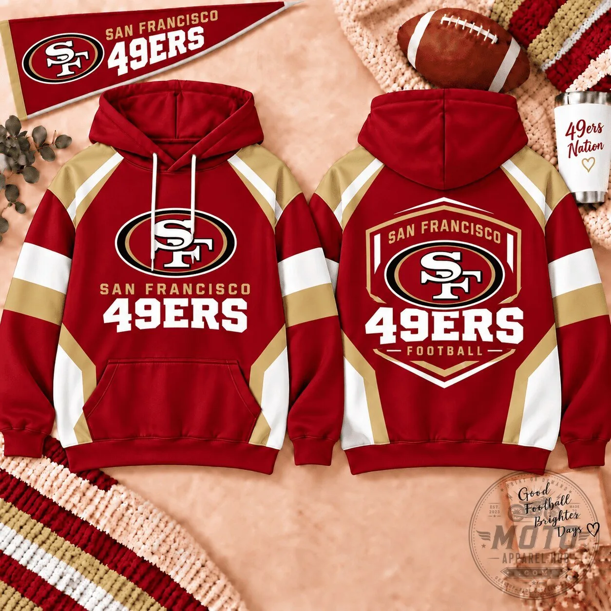 San Francisco 49ers Football Team Shield Color Block Hoodie