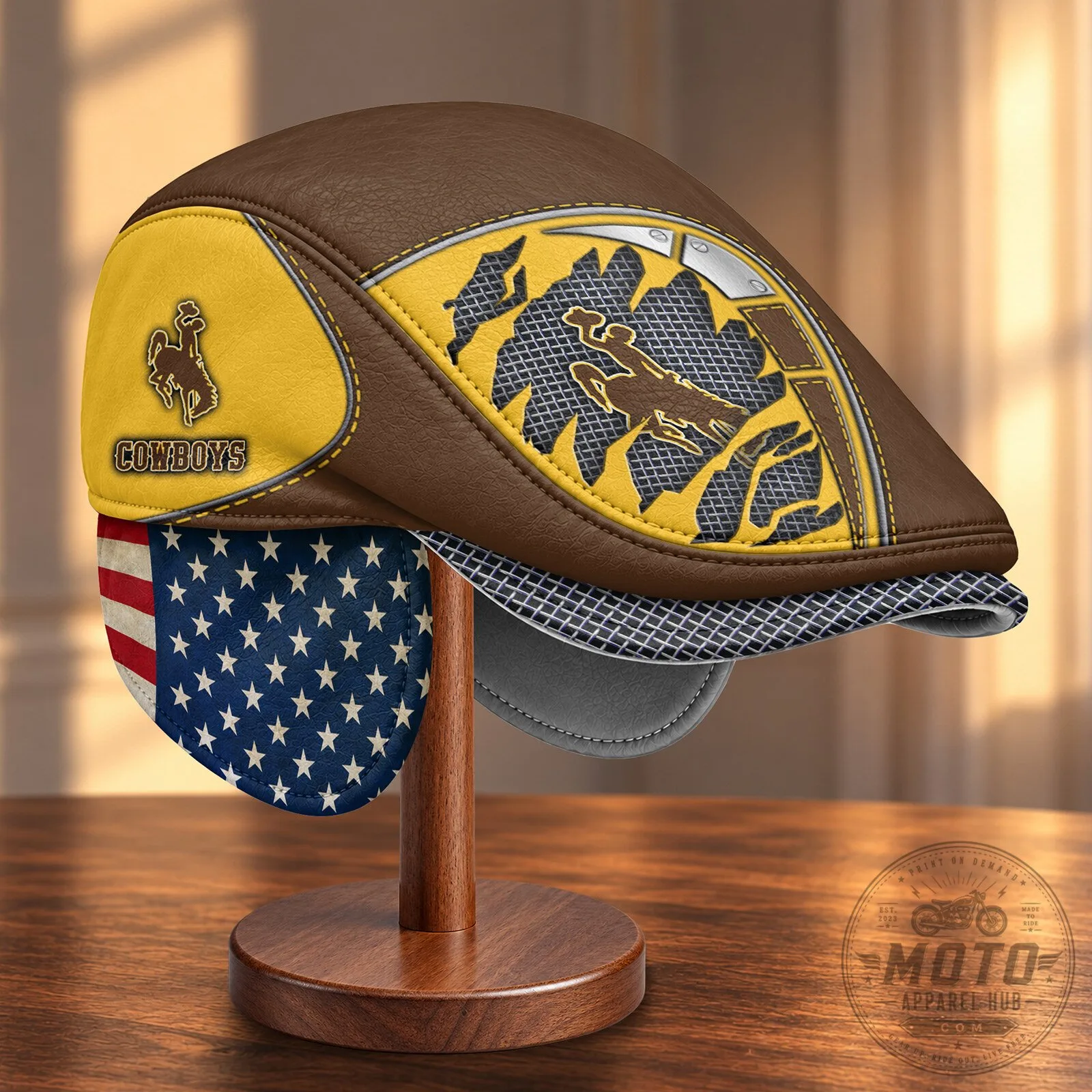 NCAA Flat Cap for Wyoming Cowboys with Versatile Foldable Ear Flaps 10 NCAA Flat Cap for Wyoming Cowboys with Versatile Foldable Ear Flaps