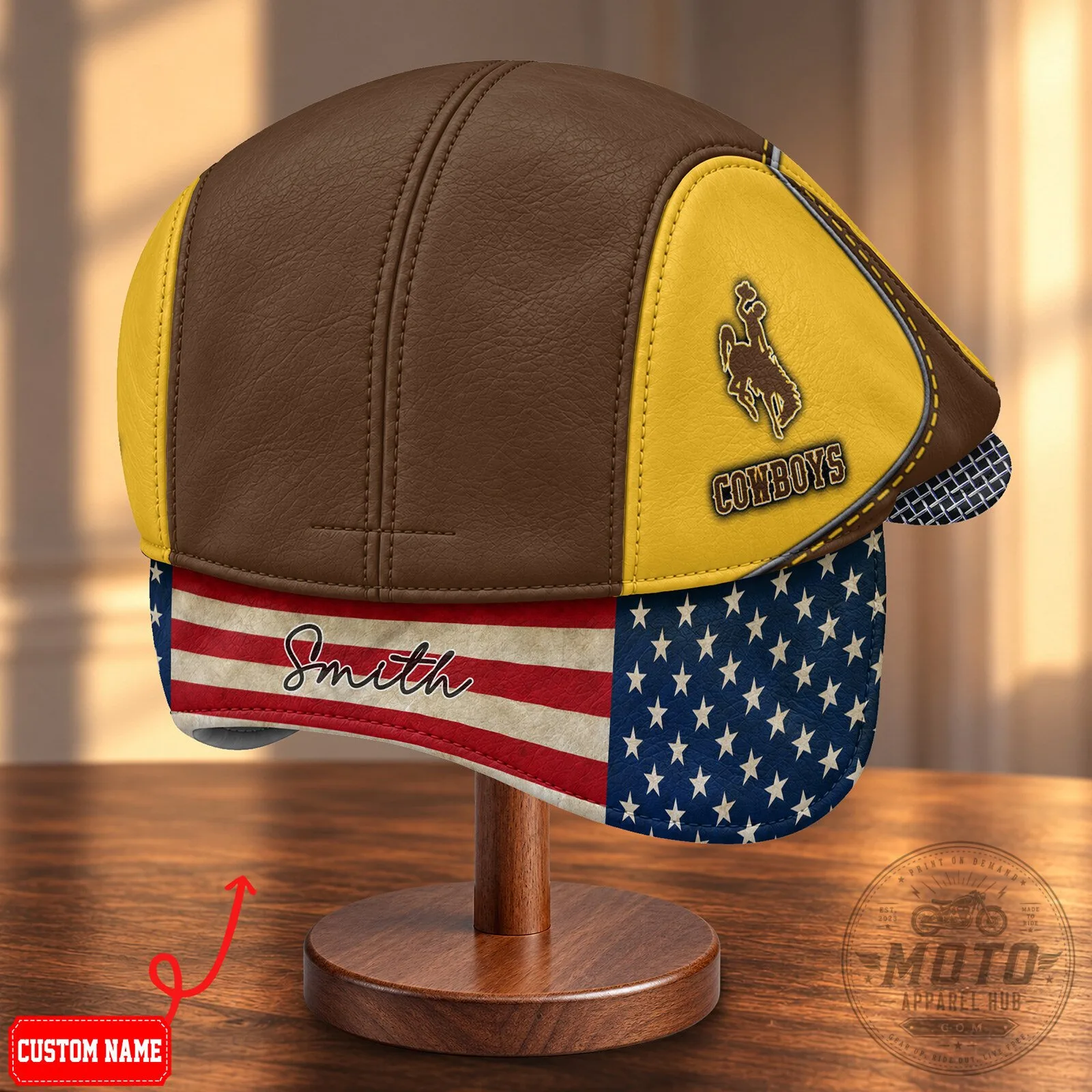 NCAA Flat Cap for Wyoming Cowboys with Versatile Foldable Ear Flaps 12 NCAA Flat Cap for Wyoming Cowboys with Versatile Foldable Ear Flaps