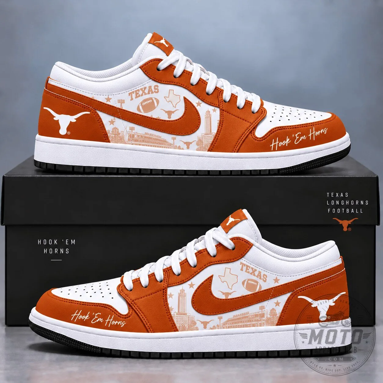 Texas Longhorns Football Team Custom Printed Low Top Sneakers