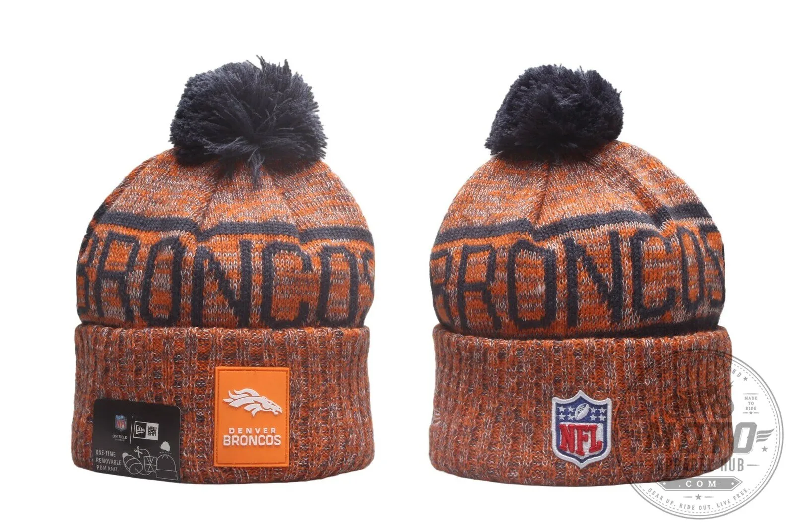 Denver Broncos Knit Beanie Hat with Pom