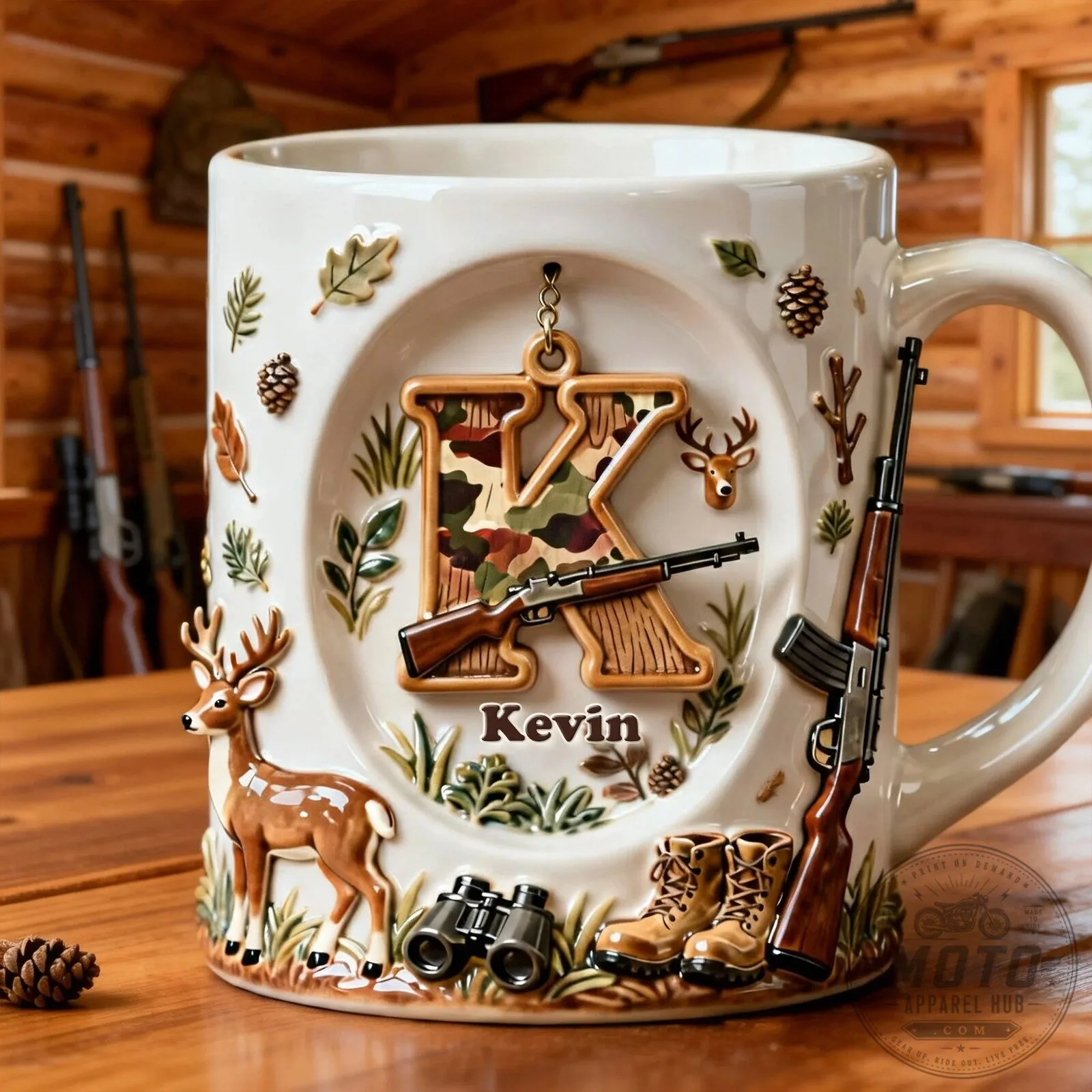 Personalized Hunting Initial Letter A Coffee Mug with Deer and Rifle Design 10 Personalized Hunting Initial Letter A Coffee Mug with Deer and Rifle Design