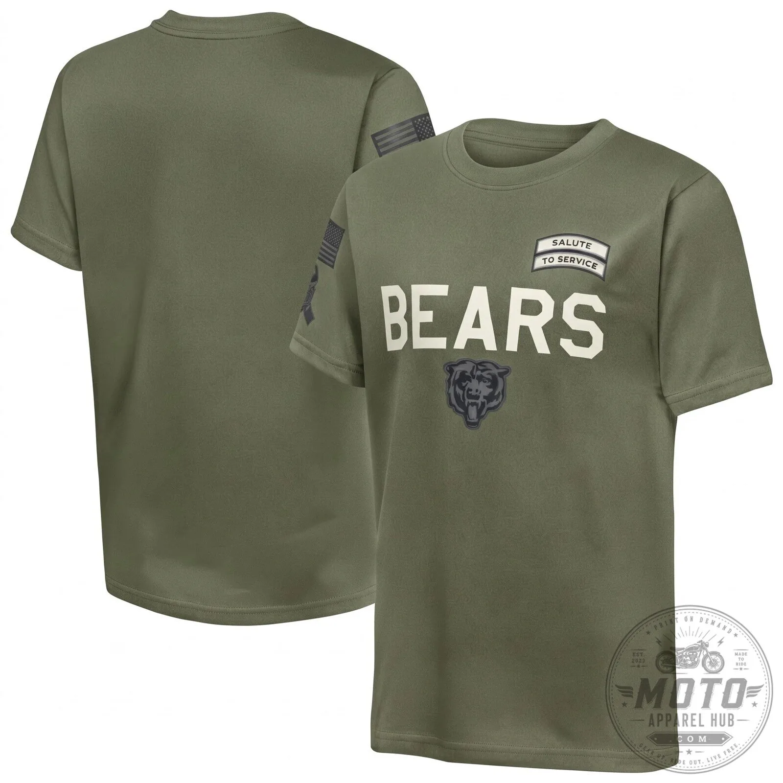 Chicago Bears Salute To Service 2026 Edition Military Green Short Sleeve T-Shirt