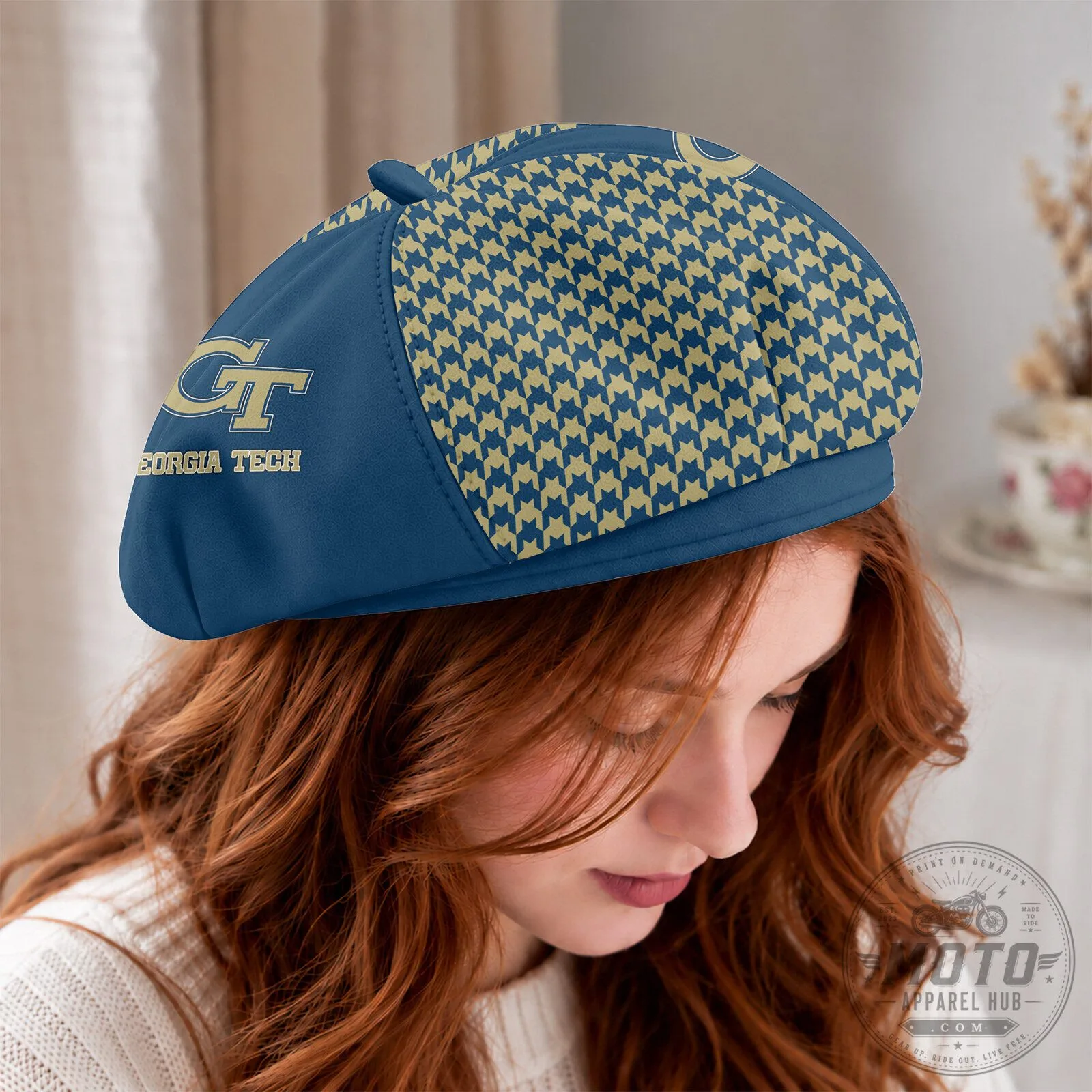 Georgia Tech Yellow Jackets NCAA Women's Beret Hat with Custom Name 9 Georgia Tech Yellow Jackets NCAA Women