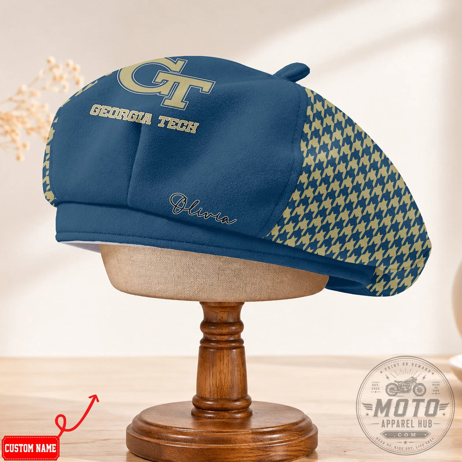 Georgia Tech Yellow Jackets NCAA Women's Beret Hat with Custom Name 11 Georgia Tech Yellow Jackets NCAA Women
