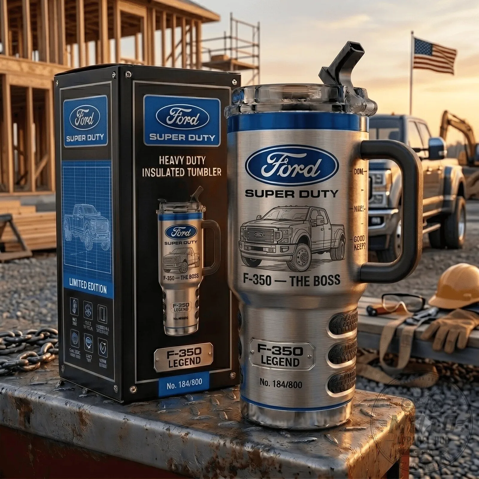 Insulated Stainless Steel Tumbler The Boss Legend for Ford Super Duty F-350