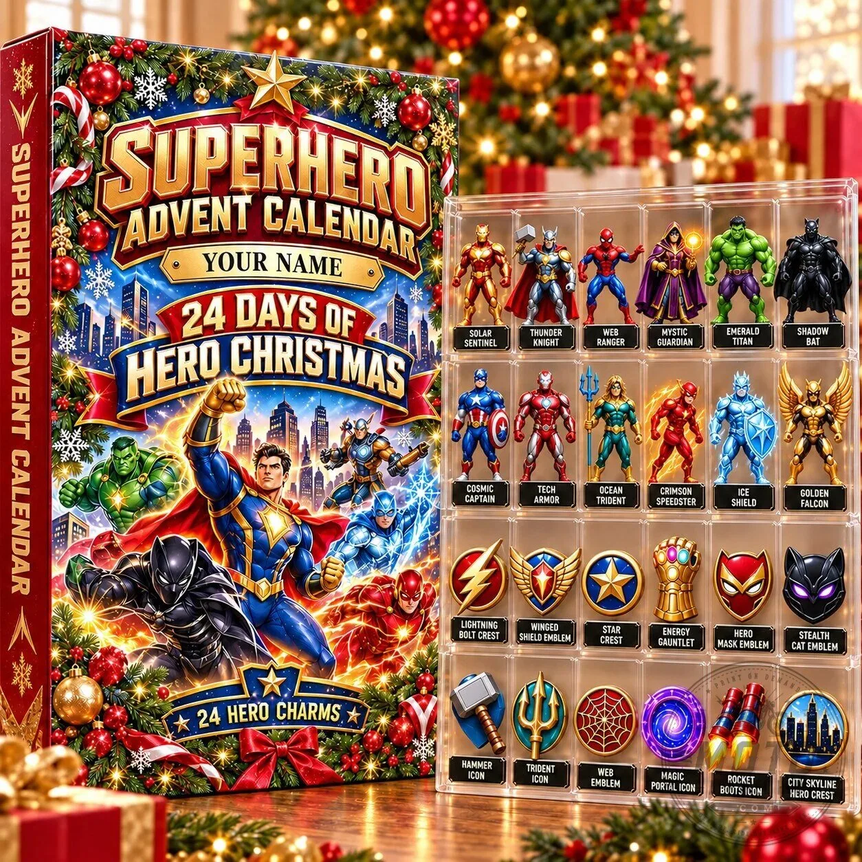 Superhero Advent Calendar 24 Days of Hero Christmas Charms and Figurines