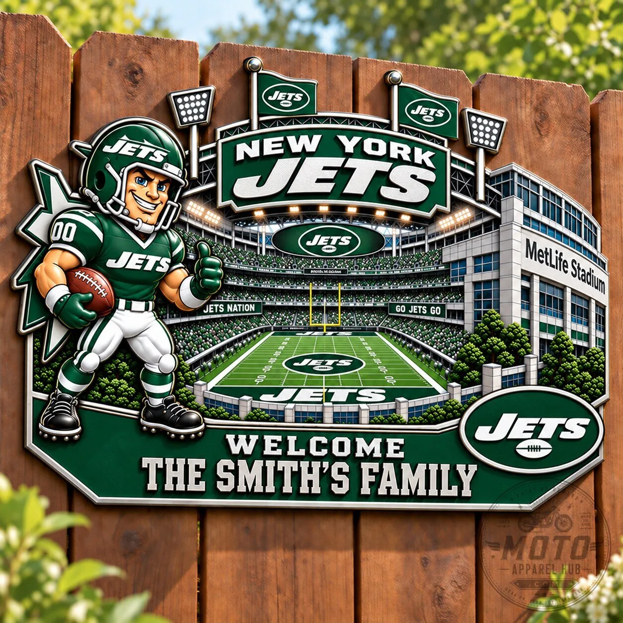 New York Jets Football Stadium Welcome Sign for Family Home Decor