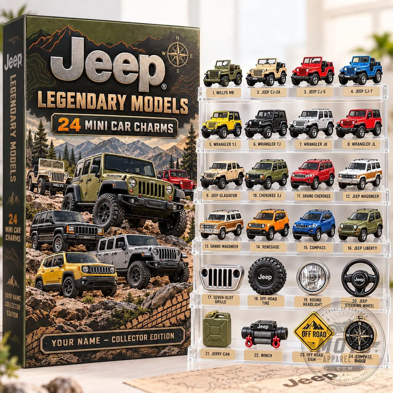 Jeep Legendary Models 24 Mini Car Charms Advent Calendar Collector Edition