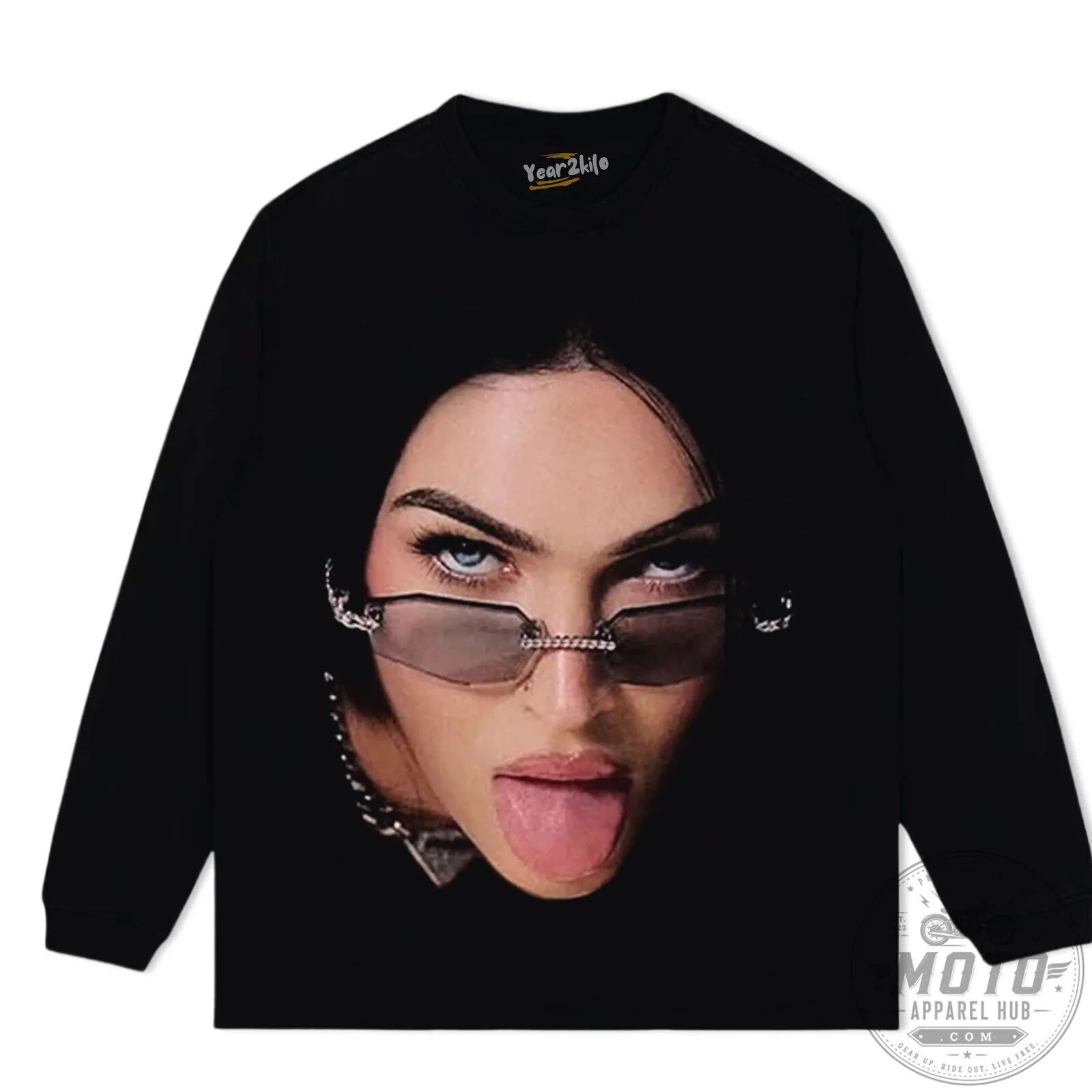 Megan Fox Iconic Tongue Out Pose Black Graphic T-Shirt 15 Megan Fox Iconic Tongue Out Pose Black Graphic T-Shirt