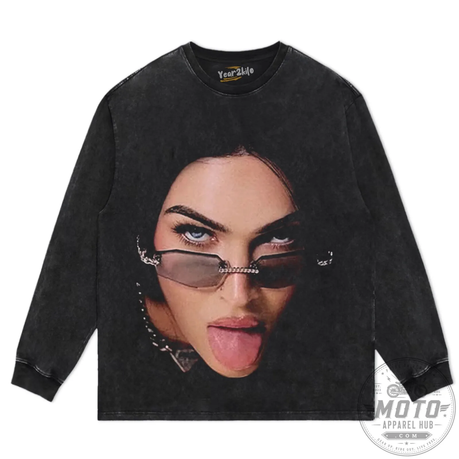 Megan Fox Iconic Tongue Out Pose Black Graphic T-Shirt 16 Megan Fox Iconic Tongue Out Pose Black Graphic T-Shirt