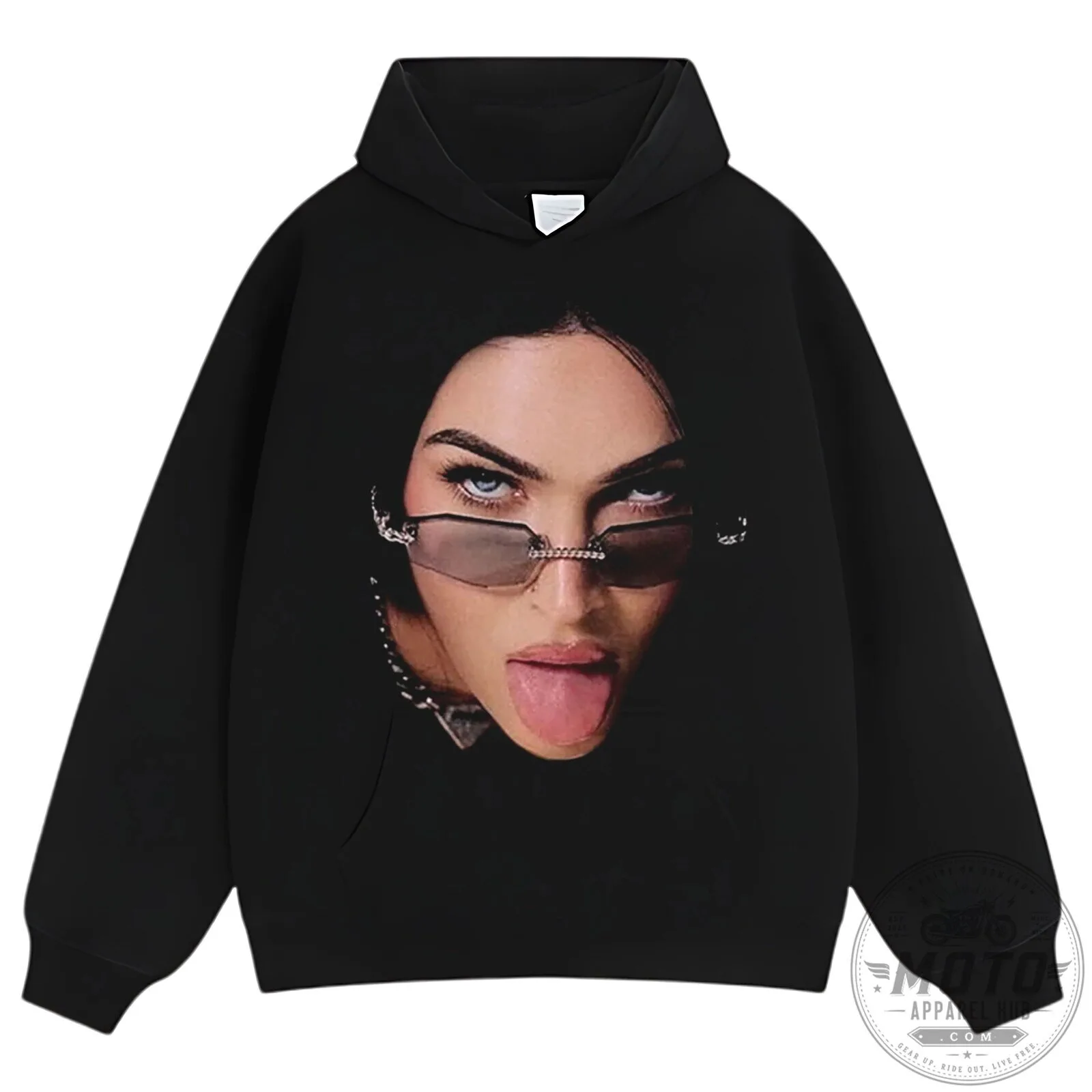 Megan Fox Iconic Tongue Out Pose Black Graphic T-Shirt 17 Megan Fox Iconic Tongue Out Pose Black Graphic T-Shirt