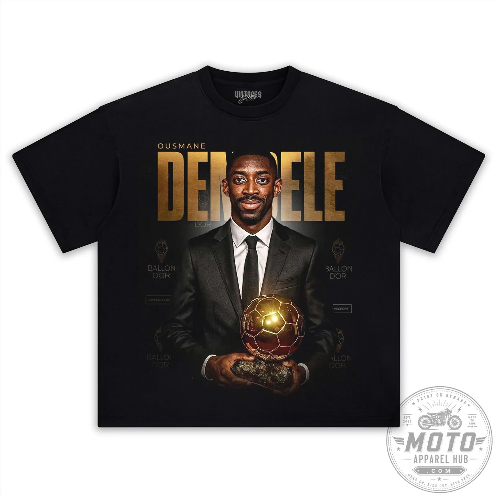 Ousmane Dembele Golden Ball Award Football Player Black Graphic T-Shirt 19 Ousmane Dembele Golden Ball Award Football Player Black Graphic T-Shirt