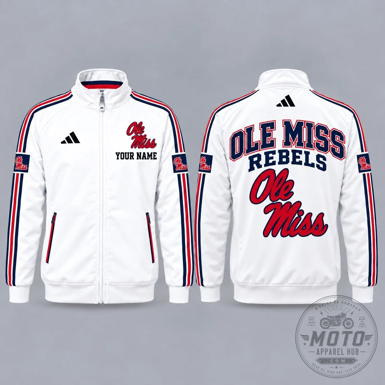 Ole Miss Rebels NCAA Personalized Full-Zip Casual Track Jacket