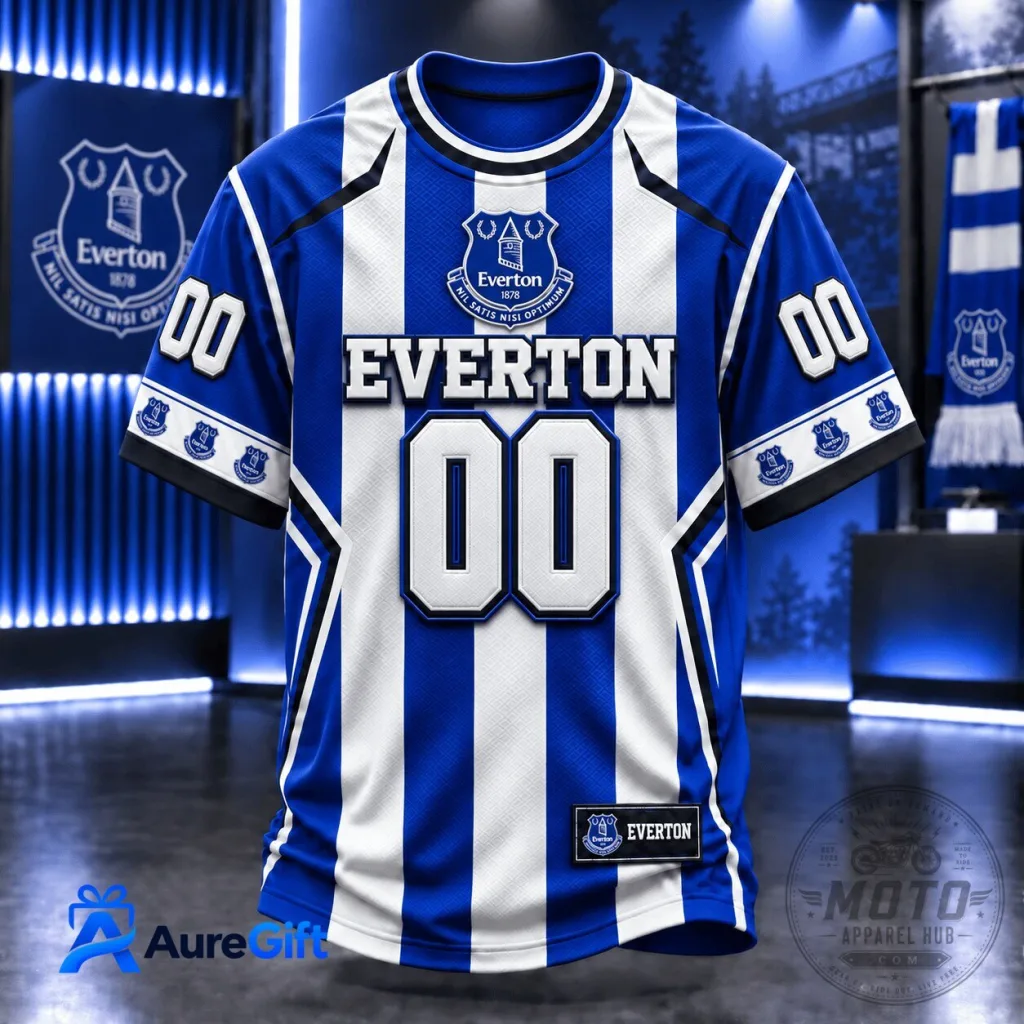 Everton Football Club Blue White Striped Personalized Football Jersey