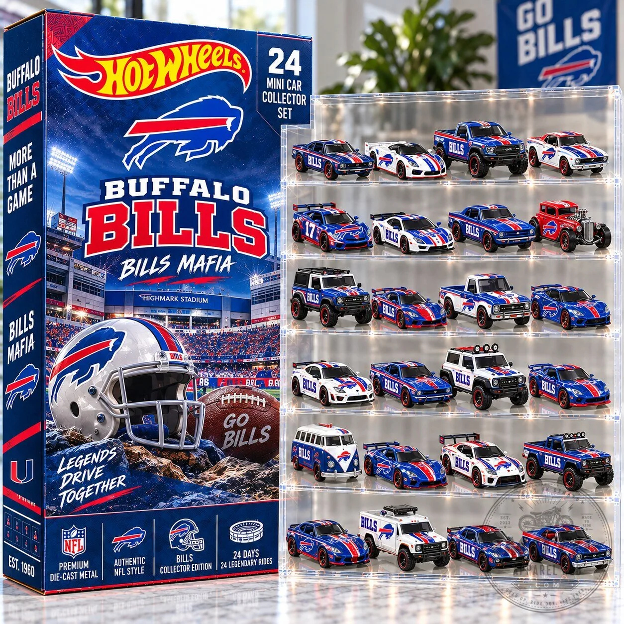 Buffalo Bills Hot Wheels 24 Piece Mini Car Collector Set