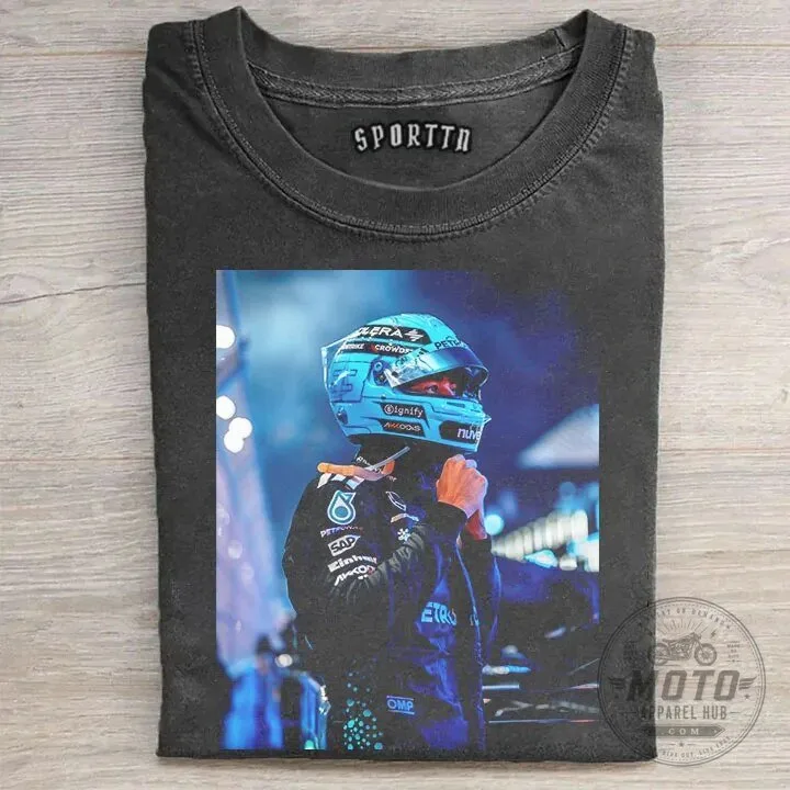 Black Graphic Tee featuring George Russell, F1 Racing Driver