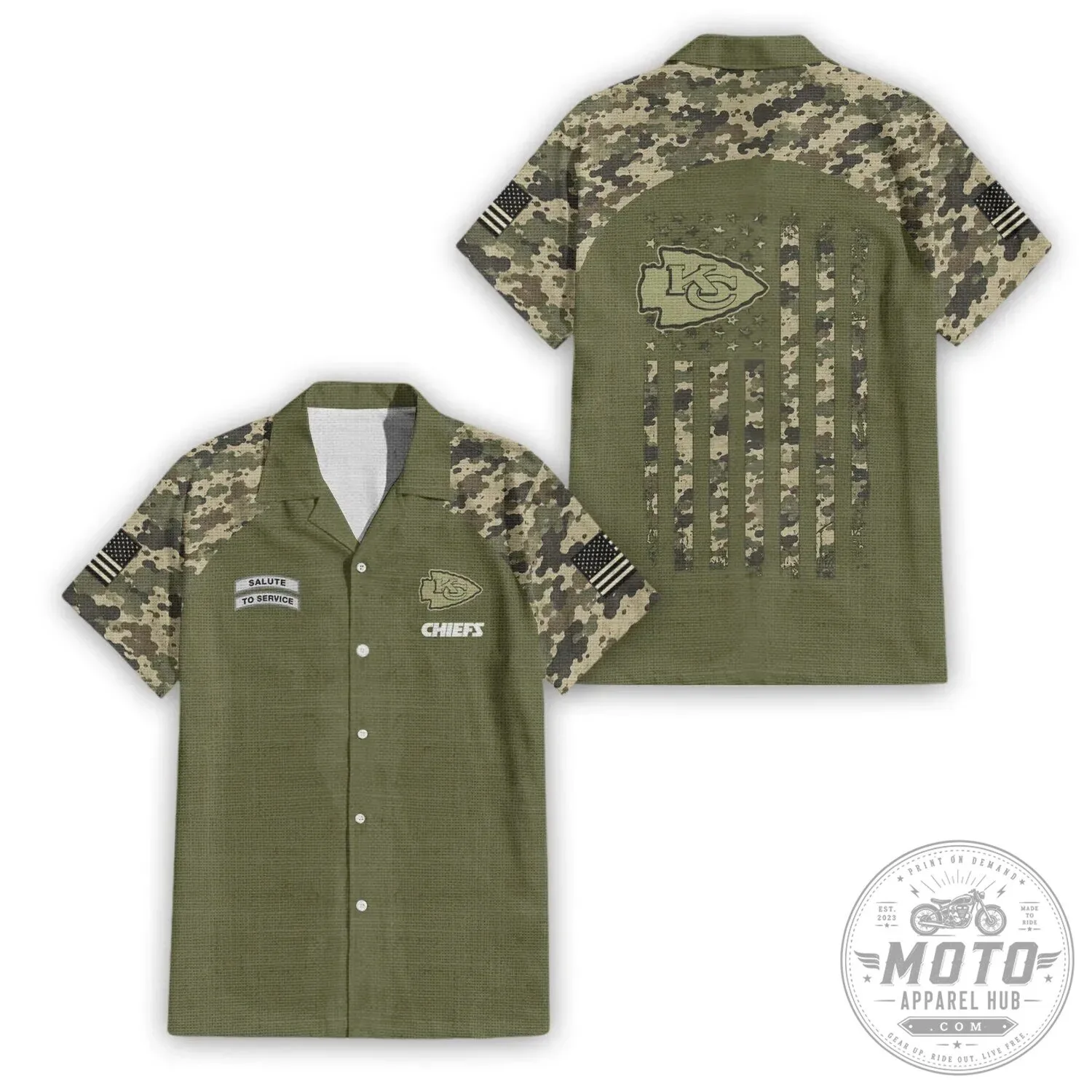 Kansas City Chiefs Salute To Service Camouflage Hawaiian Shirt