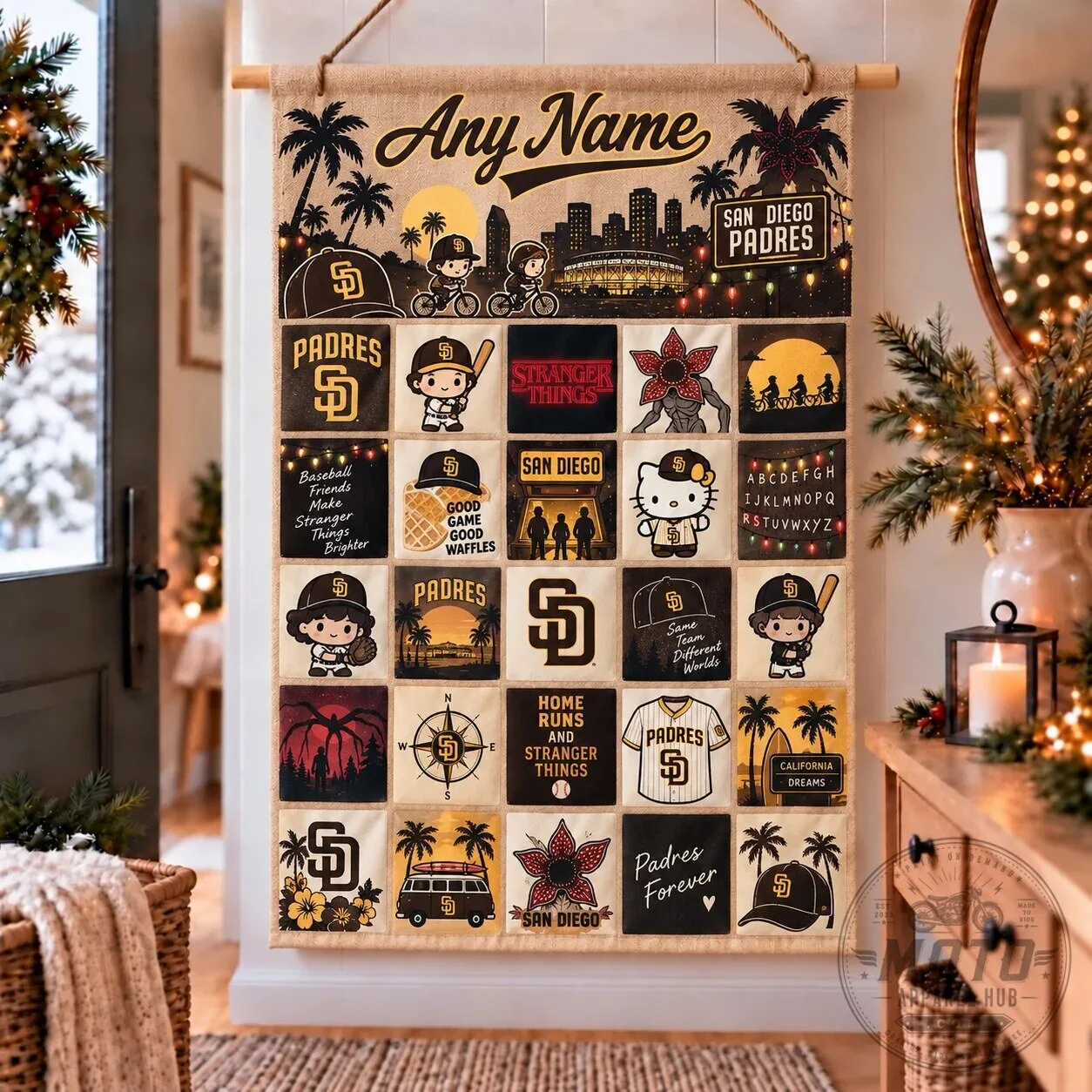 San Diego Padres Stranger Things Christmas Wall Hanging Advent Calendar