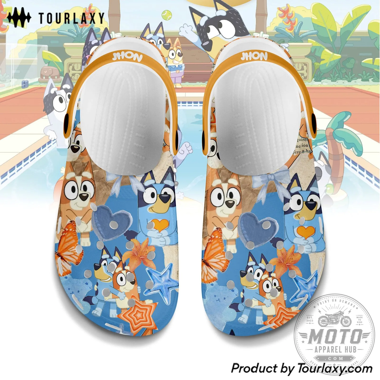 Bluey and Bingo Cartoon Character Poolside Pattern Classic Clogs