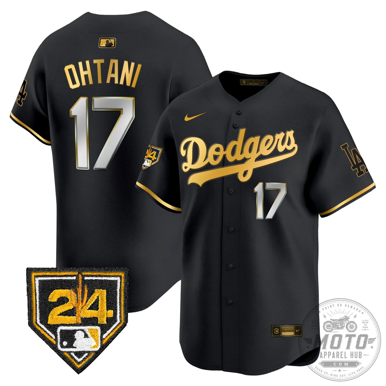 Los Angeles Dodgers Shohei Ohtani Number 17 Black Baseball Jersey