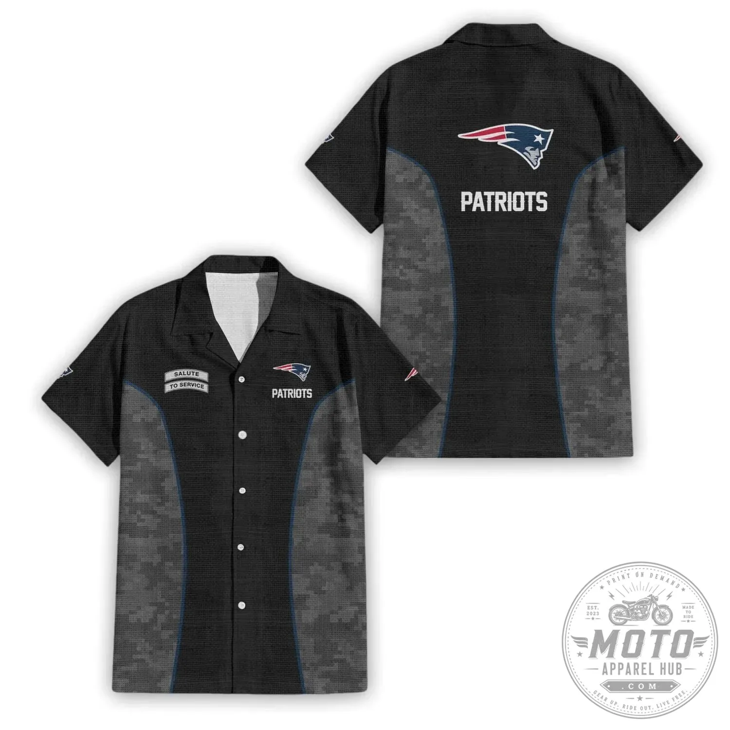 Hawaiian Shirt with Military Camouflage for New England Patriots Salute To Service