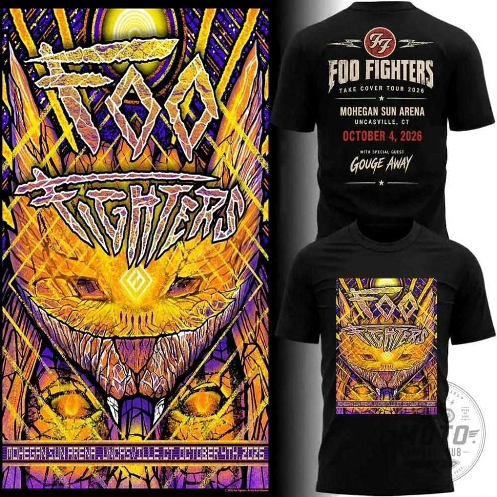 Black T-Shirt for the 2026 Foo Fighters Take Cover Tour at Mohegan Sun Arena
