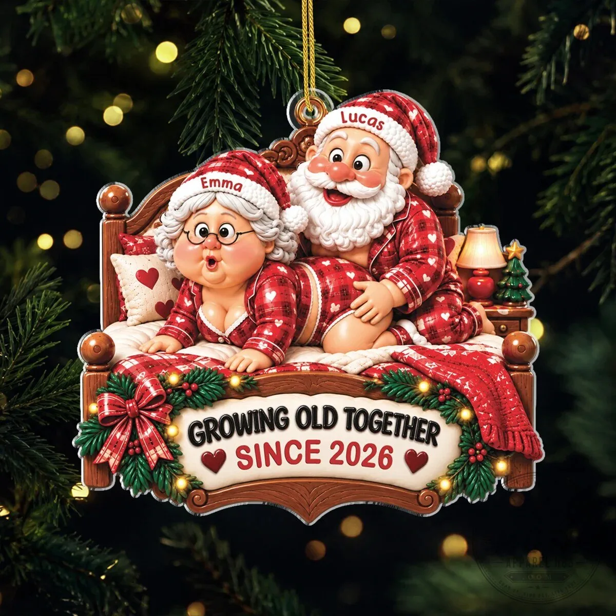 Growing Old Together Couple Personalized Christmas Ornament