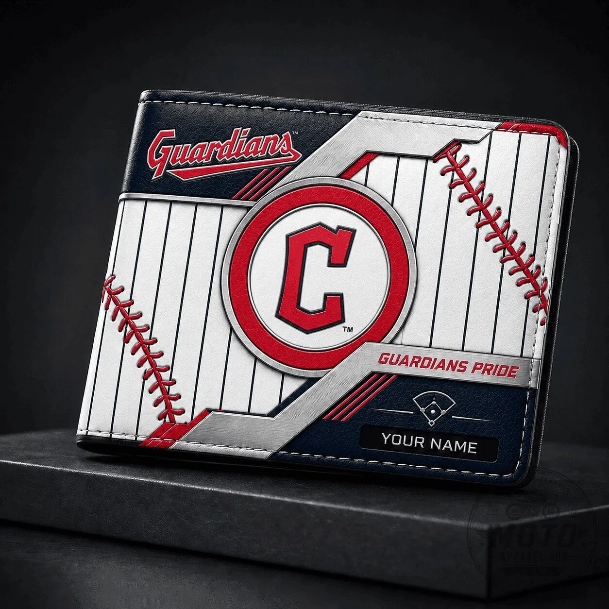 Cleveland Guardians Baseball Stitching Custom Name Wallet