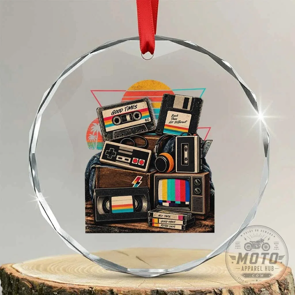 Vintage Nostalgia Cassette Tape Hip Hop Music 80s 90s Retro Distressed Crystal Ornament