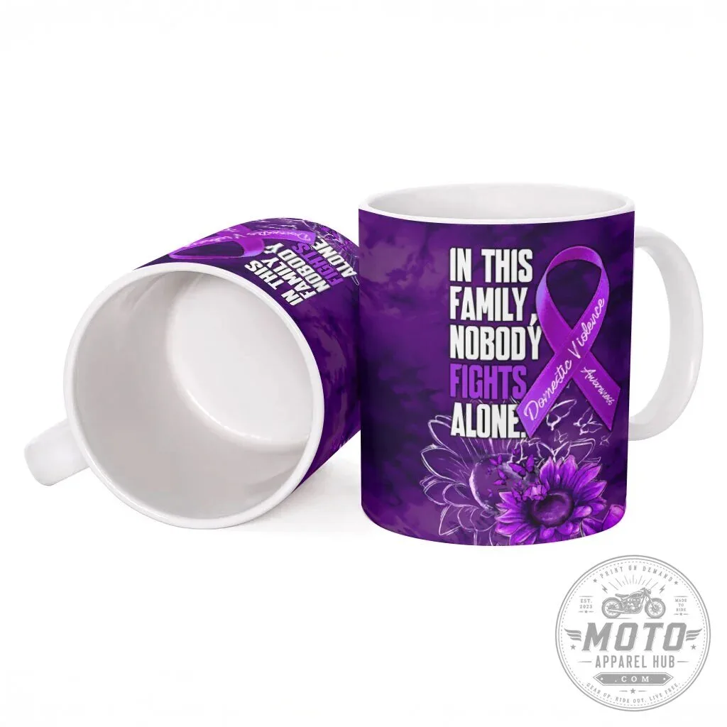 Personalized Domestic Violence Awareness Purple Sunflower Nobody Fights Alone Mug 11 Personalized Domestic Violence Awareness Purple Sunflower Nobody Fights Alone Mug