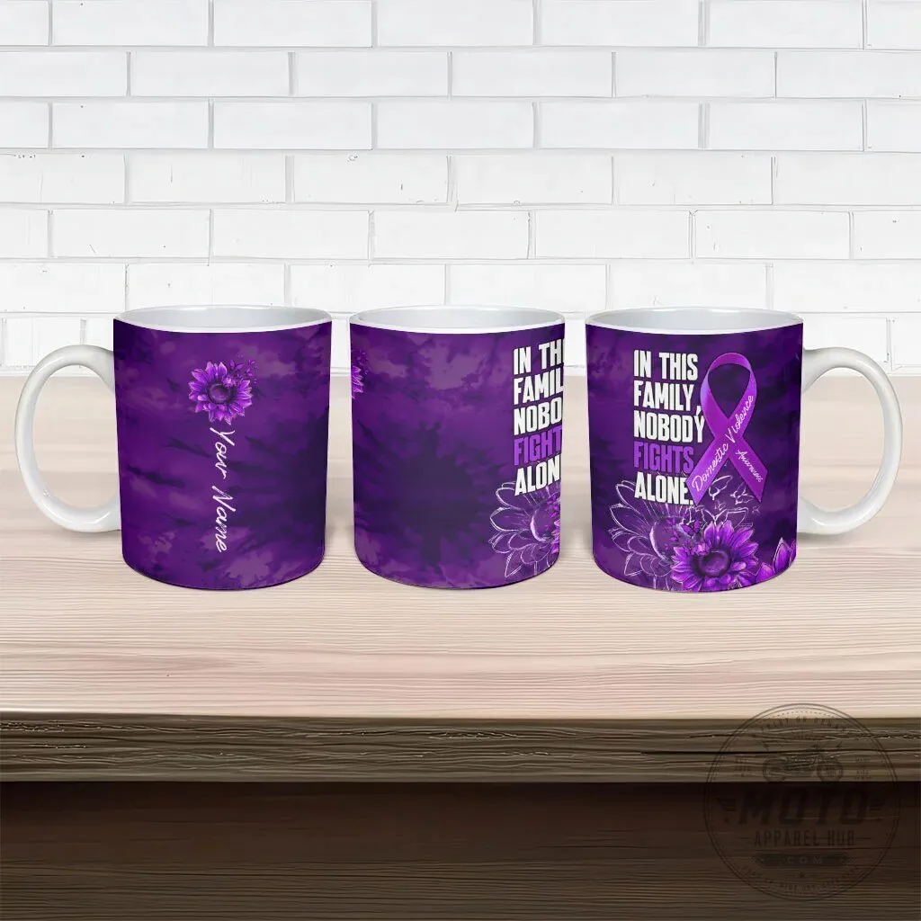 Personalized Domestic Violence Awareness Purple Sunflower Nobody Fights Alone Mug 13 Personalized Domestic Violence Awareness Purple Sunflower Nobody Fights Alone Mug