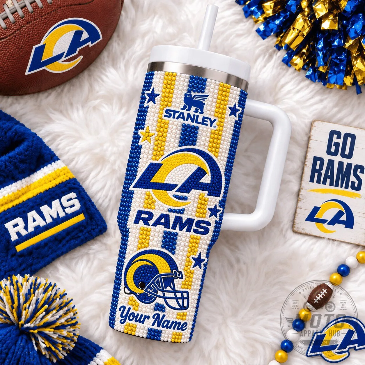 Los Angeles Rams Stanley Tumbler Custom Name NFL Football Fan Gift