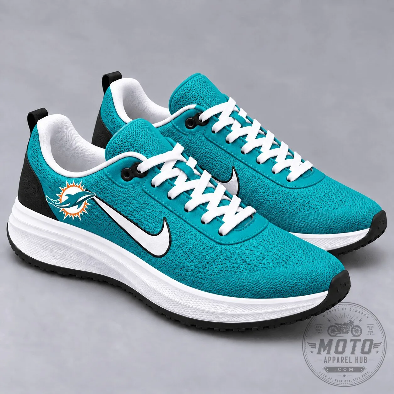 Miami Dolphins NFL Team Logo Teal Running Shoes for Men and Women 1 Miami Dolphins NFL Team Logo Teal Running Shoes for Men and Women