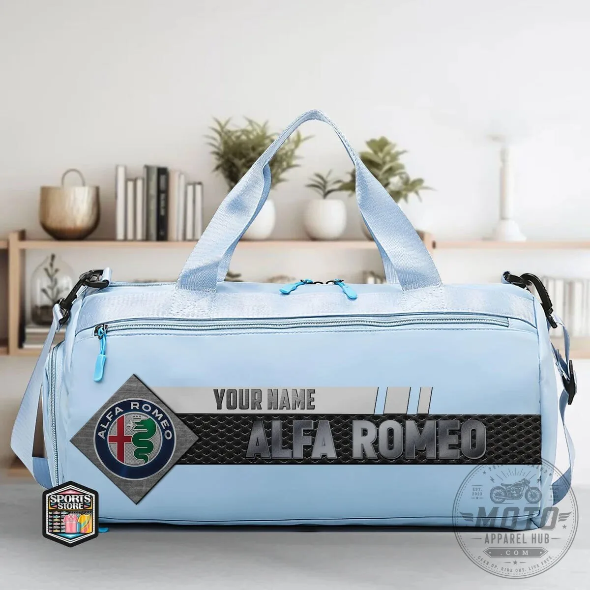 Alfa Romeo Custom Name Vintage Fabric Travel Bag