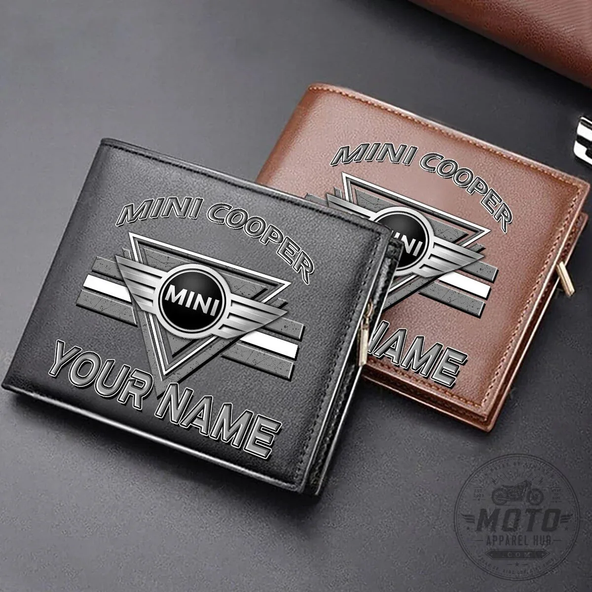Mini Cooper Personalized Custom Name Men's Faux Leather Wallet