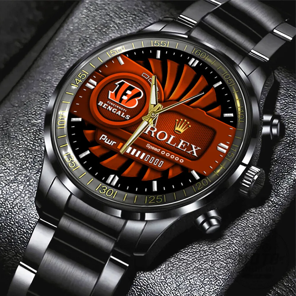 Cincinnati Bengals Rolex Inspired Black Stainless Steel Watch